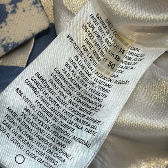 T Tahari Floral Blue and White Dress Size 14 - Picture 9 of 9